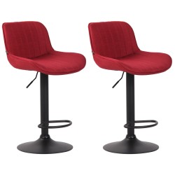 Juego de 2 taburetes de bar Lentini en tela negra y roja