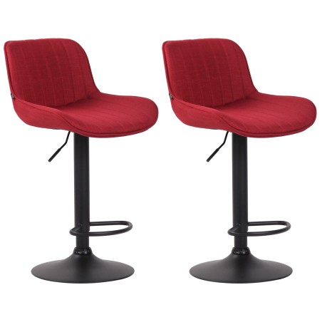 Juego de 2 taburetes de bar Lentini en tela negra y roja