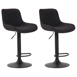 Juego de 2 taburetes de bar Lentini en tela negra