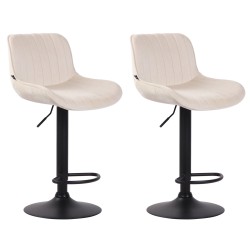 Juego de 2 taburetes de bar Lentini en terciopelo negro y crema