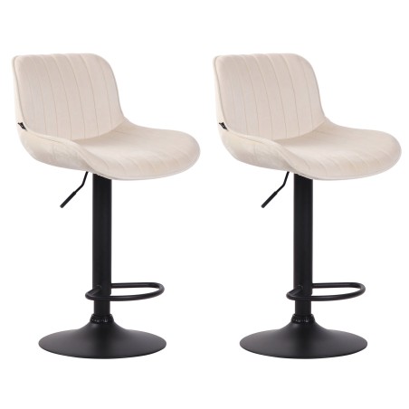 Juego de 2 taburetes de bar Lentini en terciopelo negro y crema