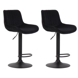Juego de 2 taburetes de bar Lentini en terciopelo negro