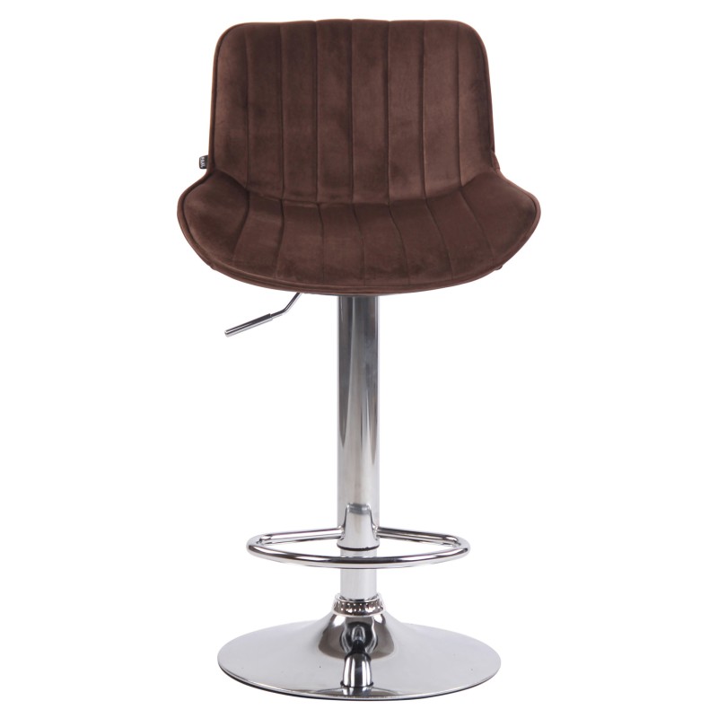 Juego de 2 taburetes de bar Lentini, terciopelo, marrón cromado