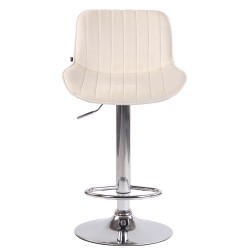 Juego de 2 taburetes de bar Lentini, terciopelo, cromo y crema