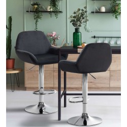 Taburete de bar Braga en terciopelo cromado negro