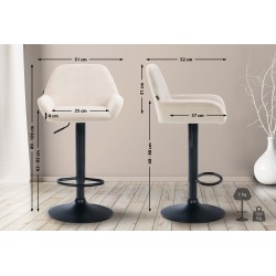 Taburete de bar Braga en terciopelo negro y crema