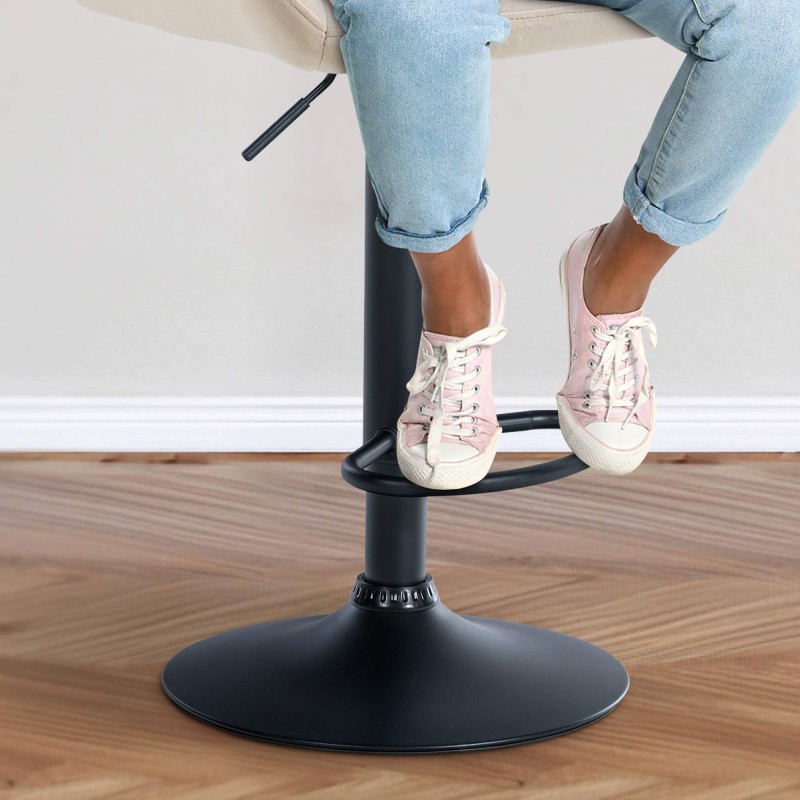 Taburete de bar Braga en terciopelo negro y crema