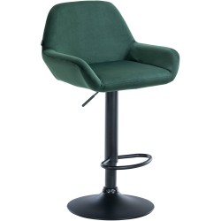 Taburete de bar Braga en terciopelo negro y verde oscuro