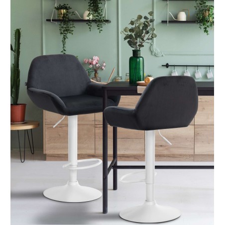 Taburete de bar Braga en terciopelo blanco y negro