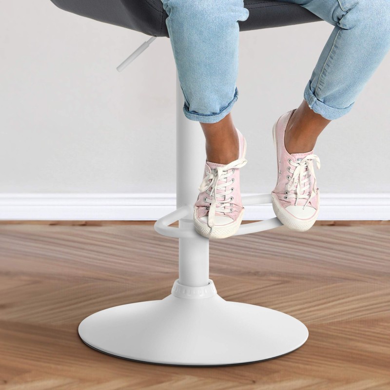 Taburete de bar Braga en terciopelo blanco y negro