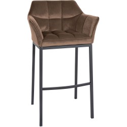 Taburete de bar Damaso B de terciopelo con estructura de 4 patas en color marrón