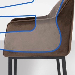 Taburete de bar Damaso B de terciopelo con estructura de 4 patas en color marrón