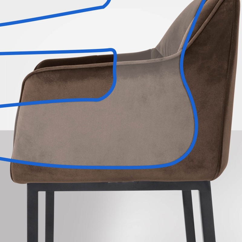 Taburete de bar Damaso B de terciopelo con estructura de 4 patas en color marrón