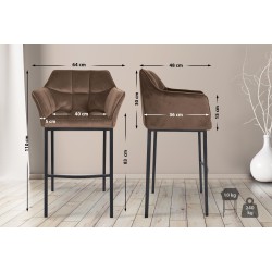 Taburete de bar Damaso B de terciopelo con estructura de 4 patas en color marrón