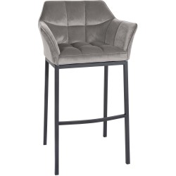 Taburete de bar Damaso B de terciopelo con estructura de 4 patas en color gris