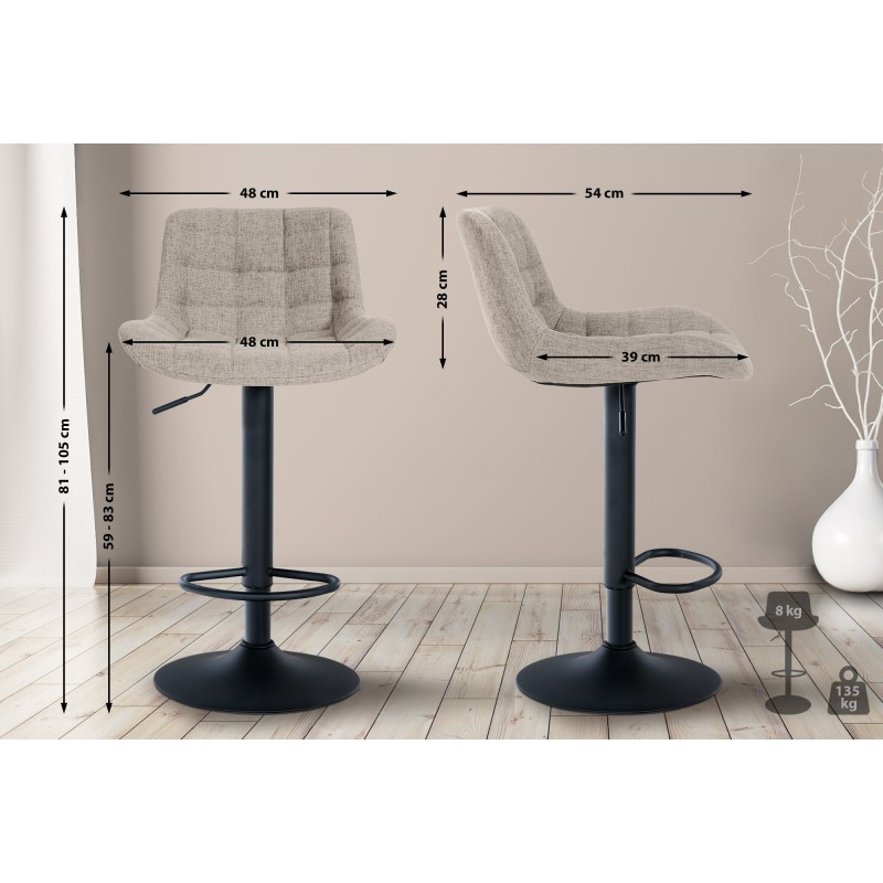 Taburete de bar Tover en tela color topo