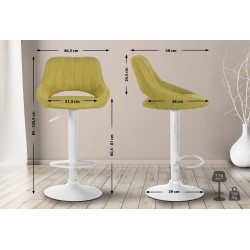 Taburete de bar Milet en tela blanca y verde