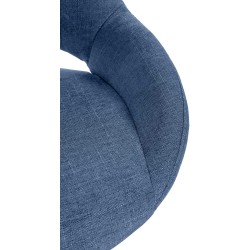 Taburete de bar Milet en tela blanca y azul