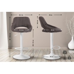 Taburete de bar Milet en tejido blanco y gris oscuro
