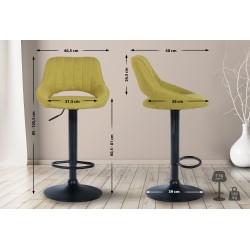 Taburete de bar Milet en tela negra y verde
