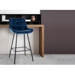 Taburete de bar de terciopelo azul Weston