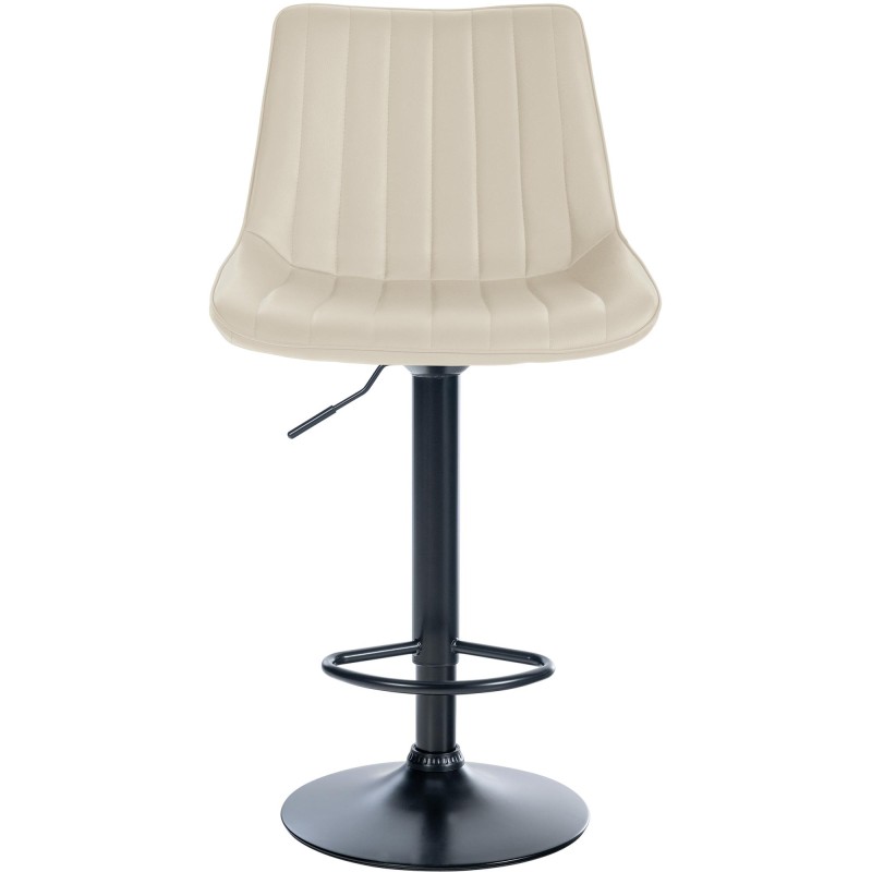 Taburete de bar Toni en piel sintética color negro y crema
