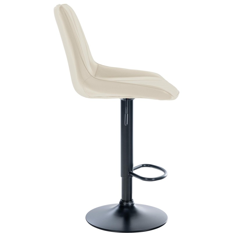 Taburete de bar Toni en piel sintética color negro y crema