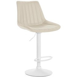 Taburete de bar Toni en piel sintética color blanco crema
