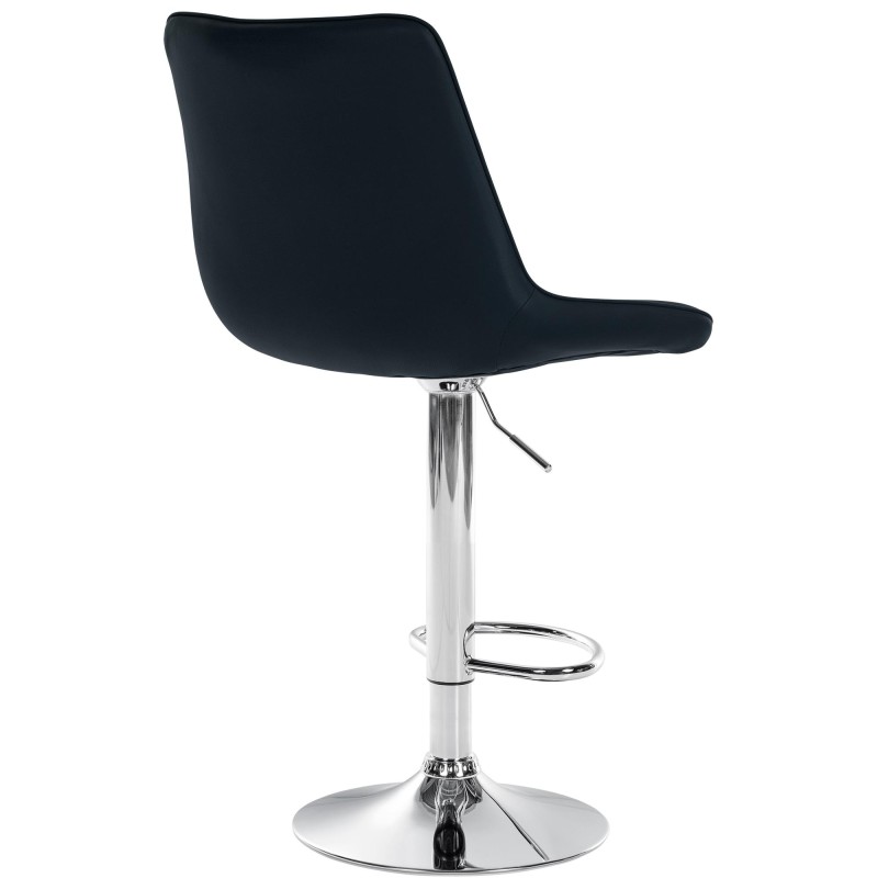 Taburete de bar Toni en polipiel cromada negra