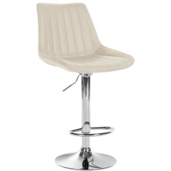 Taburete de bar Toni en polipiel cromada color crema