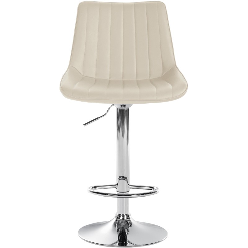 Taburete de bar Toni en polipiel cromada color crema