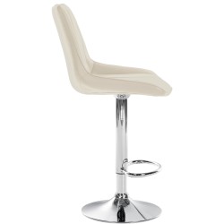 Taburete de bar Toni en polipiel cromada color crema