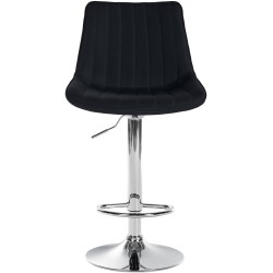 Taburete de bar Toni en tela cromada negra