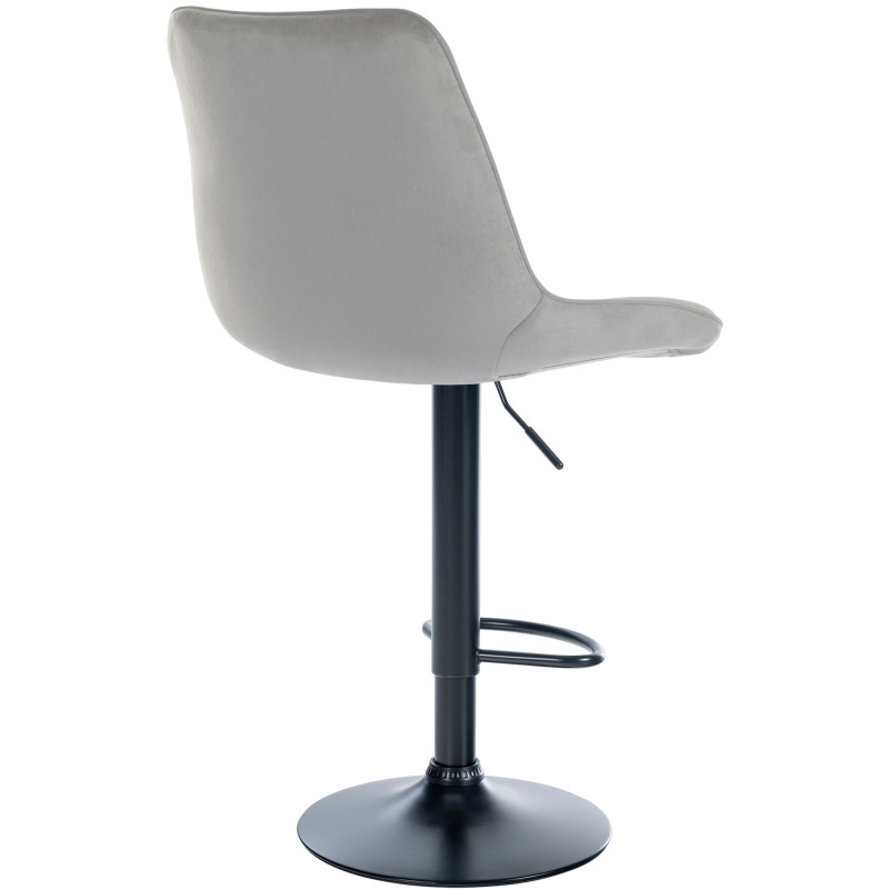 Taburete de bar Toni en terciopelo negro y gris