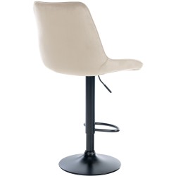 Taburete de bar Toni en terciopelo negro y crema