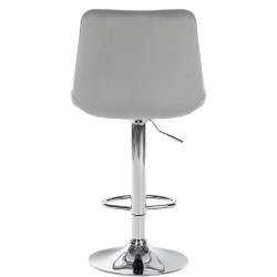 Taburete de bar Toni en terciopelo gris y cromo