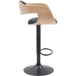 Taburete de bar Kingston B en piel sintética natural/negra