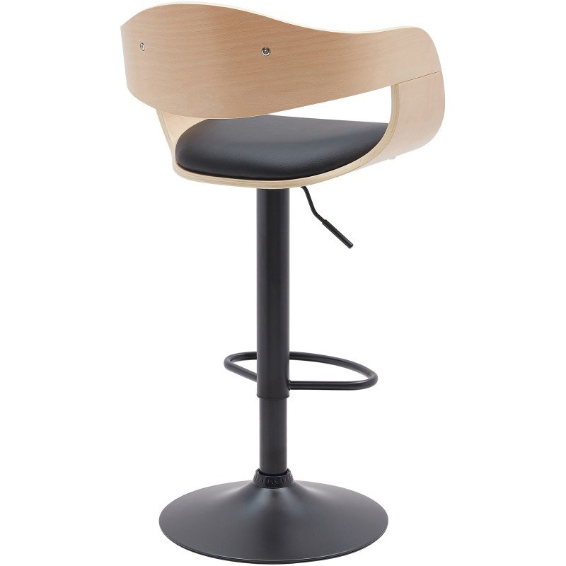 Taburete de bar Kingston B en piel sintética natural/negra