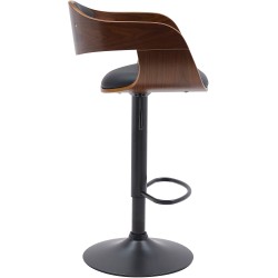 Taburete de bar Kingston B en nogal/piel sintética negra