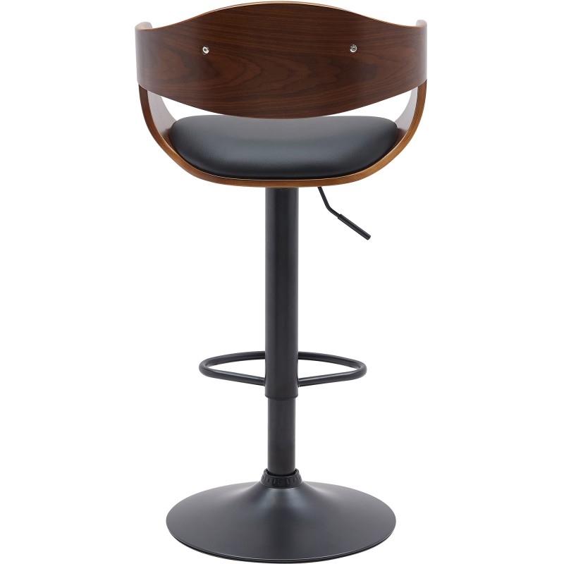 Taburete de bar Kingston B en nogal/piel sintética negra