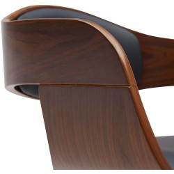 Taburete de bar Kingston B en nogal/piel sintética negra