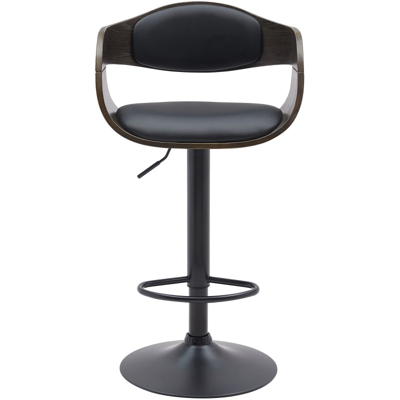 Taburete de bar Kingston B en piel sintética negra/gris