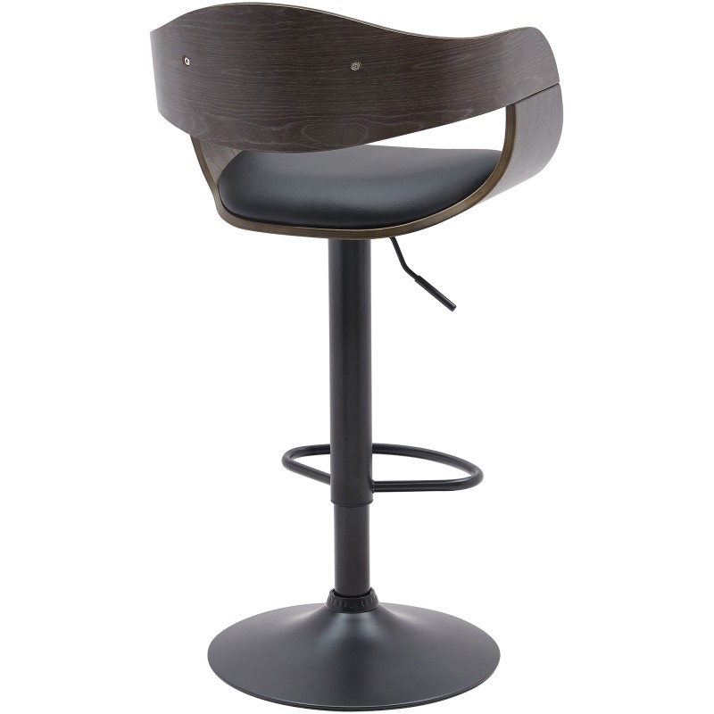 Taburete de bar Kingston B en piel sintética negra/gris