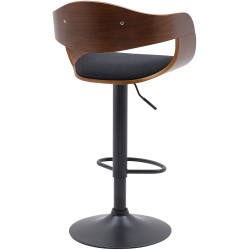 Taburete de bar Kingston B en nogal y tela negra