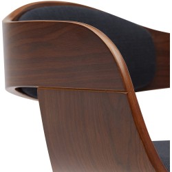 Taburete de bar Kingston B en nogal y tela negra