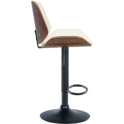 Taburete de bar Nova en nogal negro/piel sintética color crema