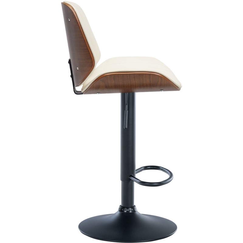 Taburete de bar Nova en nogal negro/piel sintética color crema