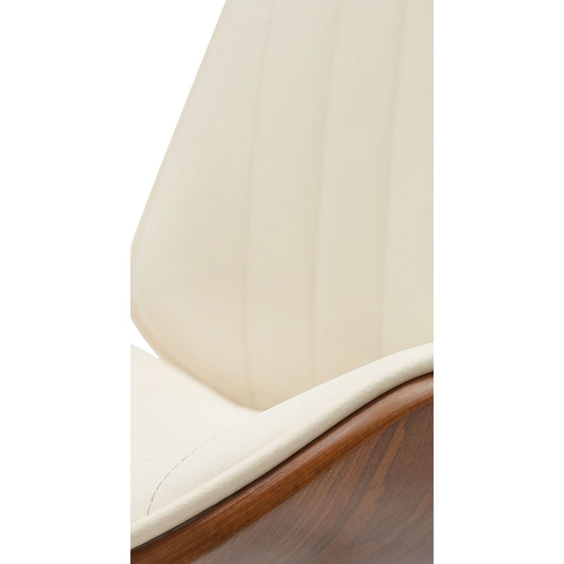 Taburete de bar Nova en nogal negro/piel sintética color crema