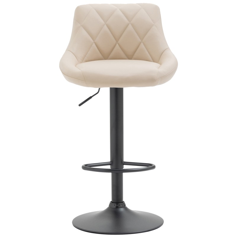 Taburete de bar Lazio en piel sintética color crema y negro