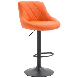 Taburete de bar Lazio en piel sintética negra y naranja